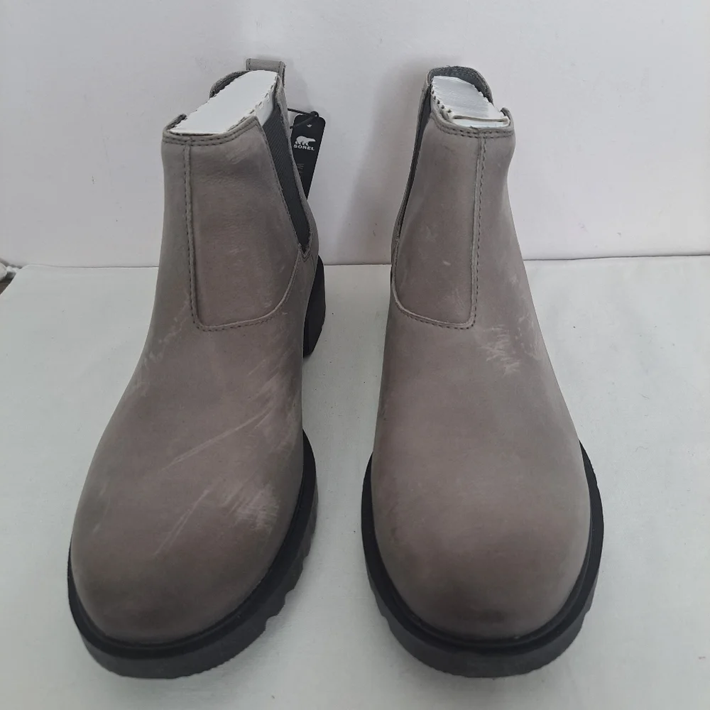 Sorel emelie II chelsea waterproof boot grey leather 8.5 NWT